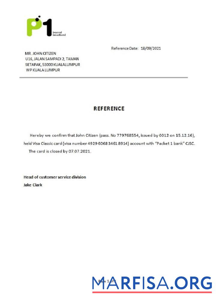 Printable Malaysia Packet 1 Network closure reference template